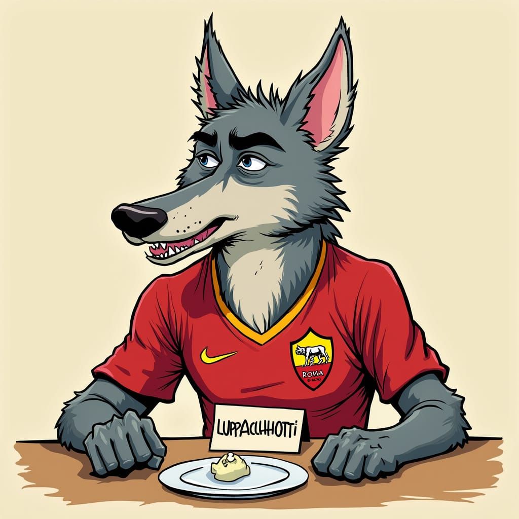 Cartoon Wolf Footballer on Table Game Card