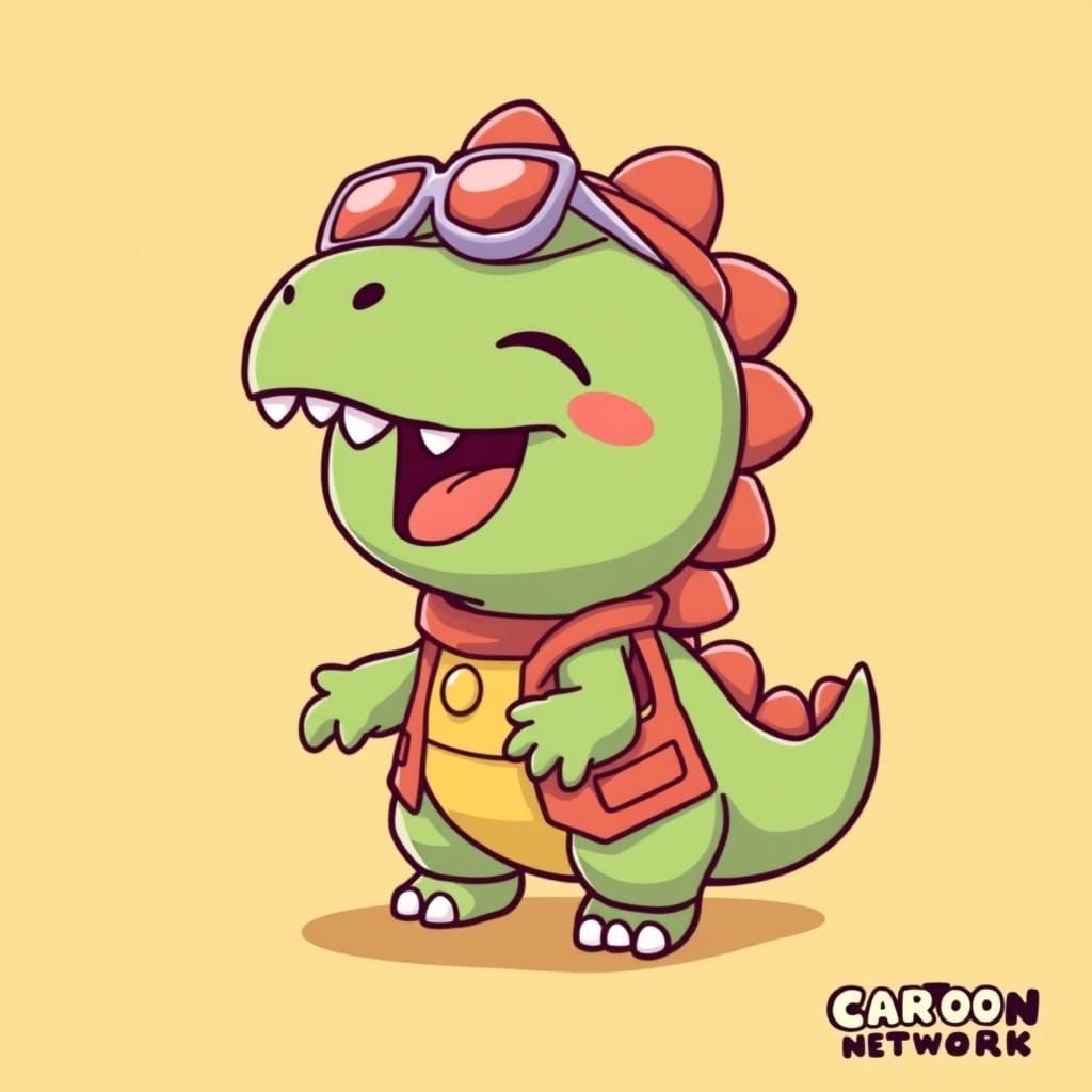 Adorable Chibi Dinosaur Roaring with Delight