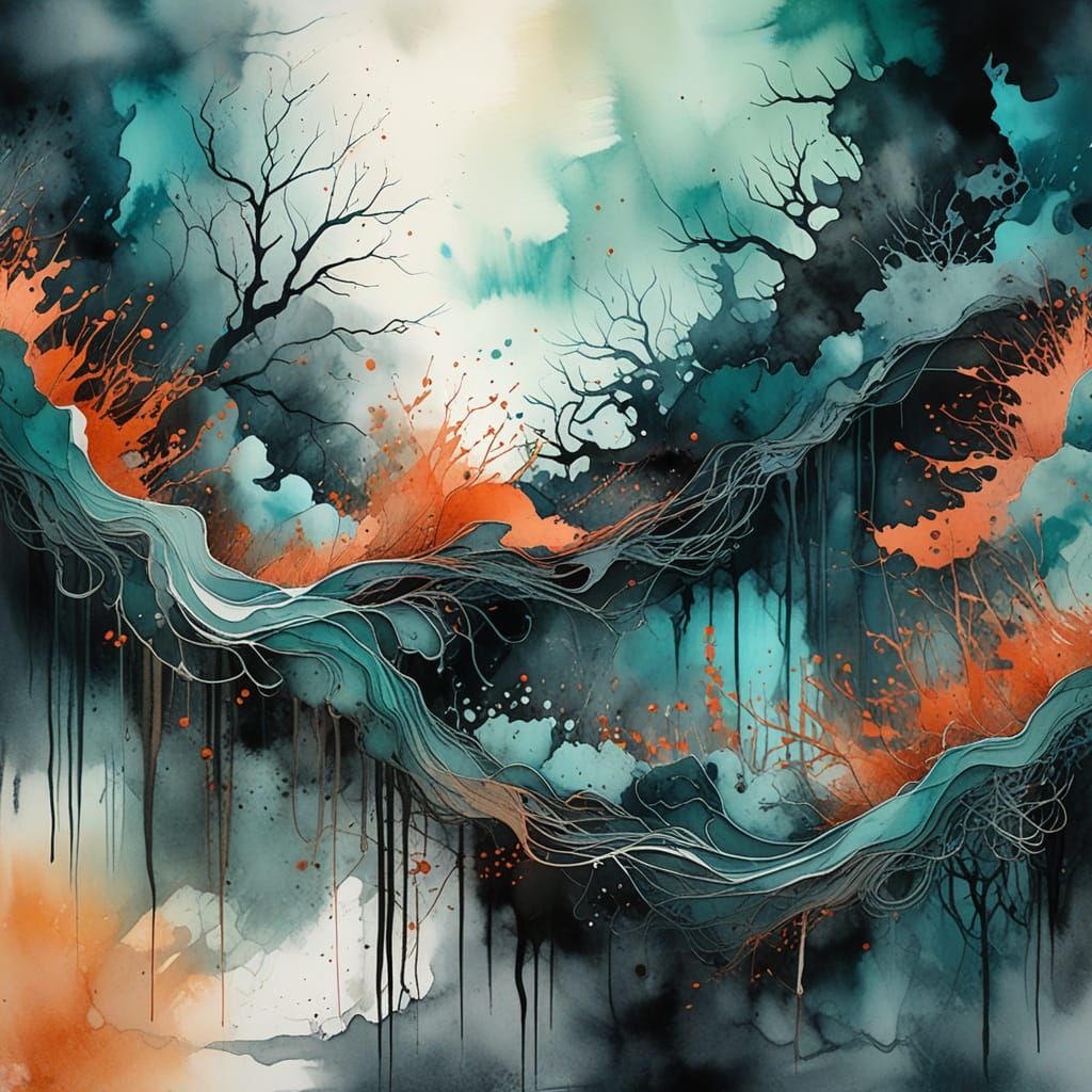 Vibrant Ruins in Expressive Watercolor