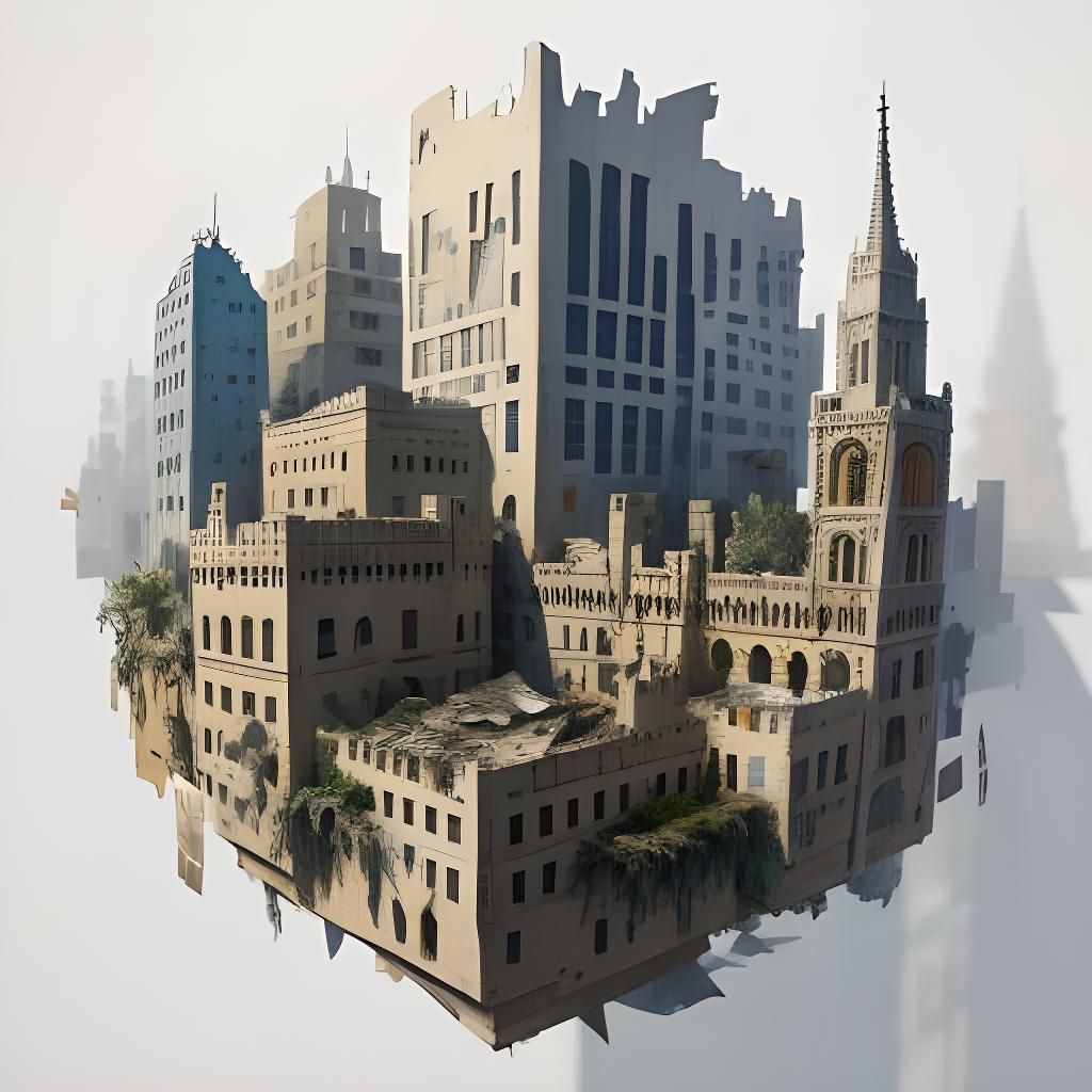 Cityscape Wall Art Made of Painted Paper