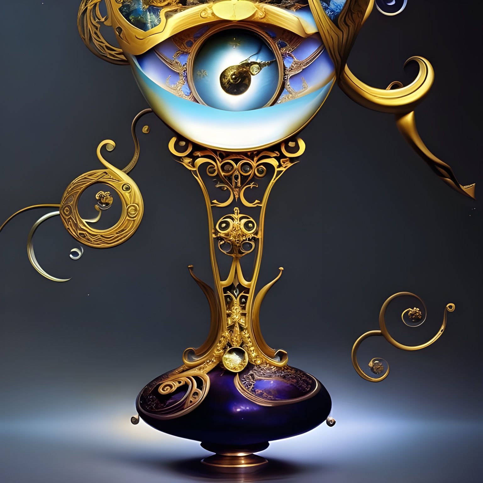 Arcane Hourglass Clock with Fractal Structures