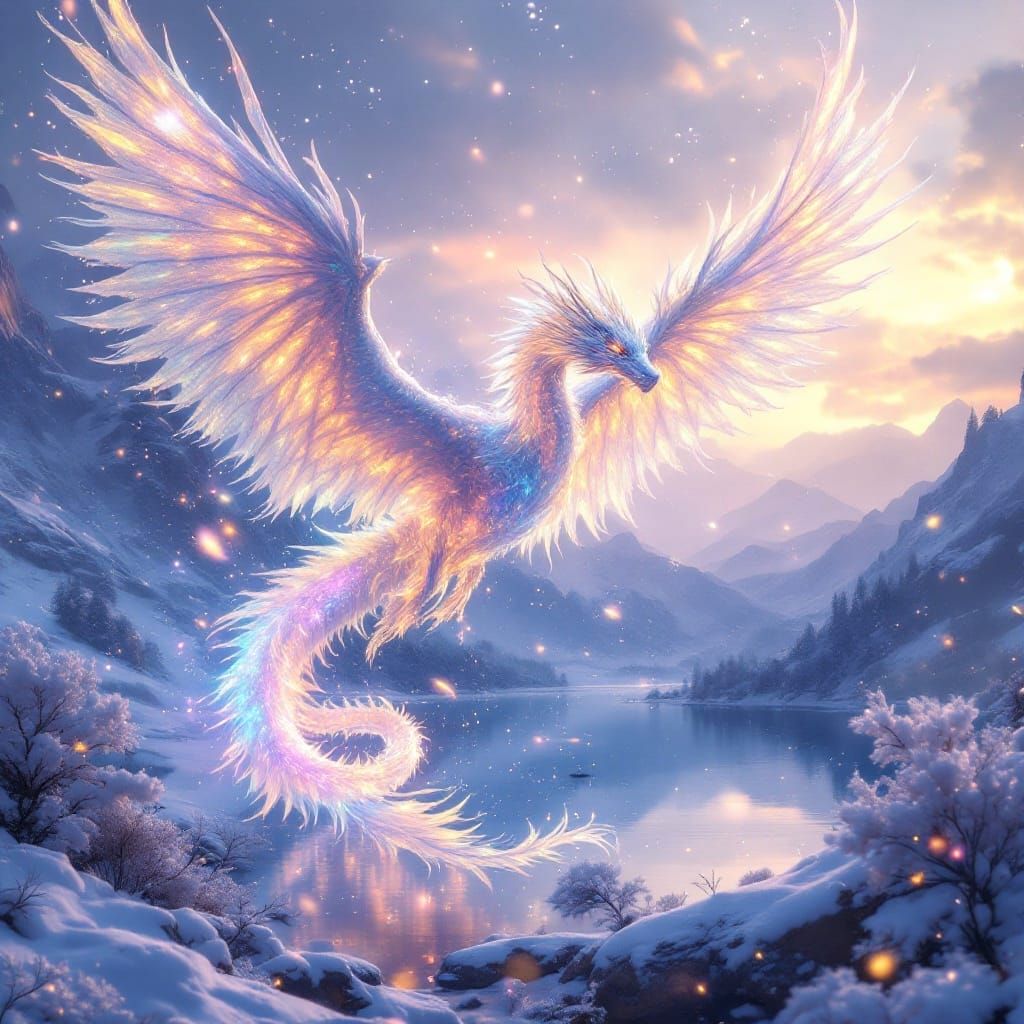 Majestic Scottish Loch Dragon in Iridescent Splendor