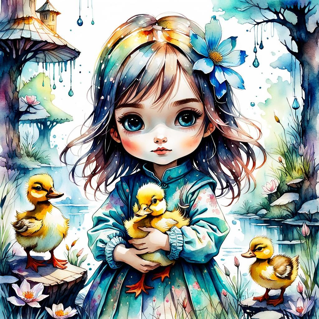 A Girl and her ducklings