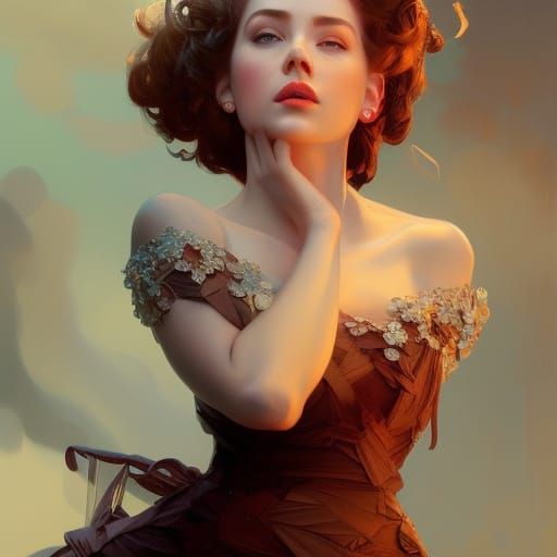 Scarlett O'Hara Portrait in Art Nouveau Style