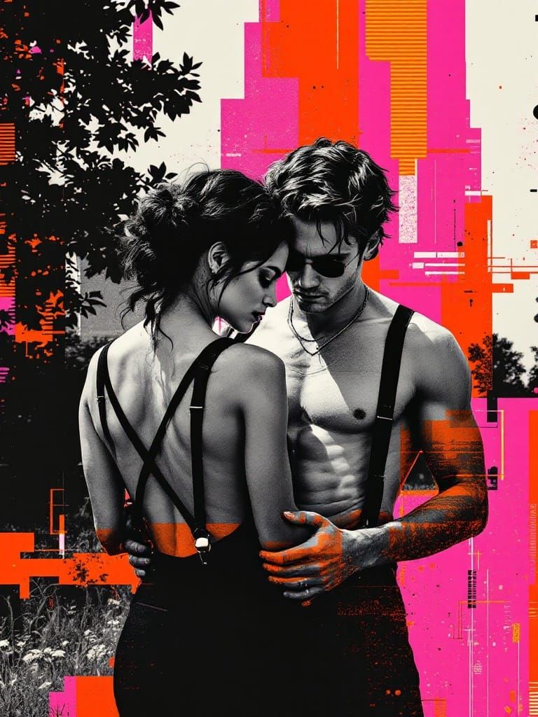 Distorted American Gothic Couple in a Sweltering Summer Scen...