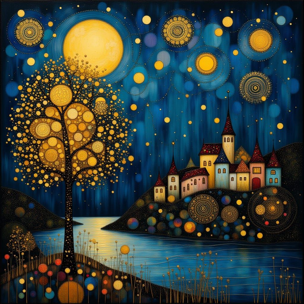 Dreamy Night, Inspired by Klimt