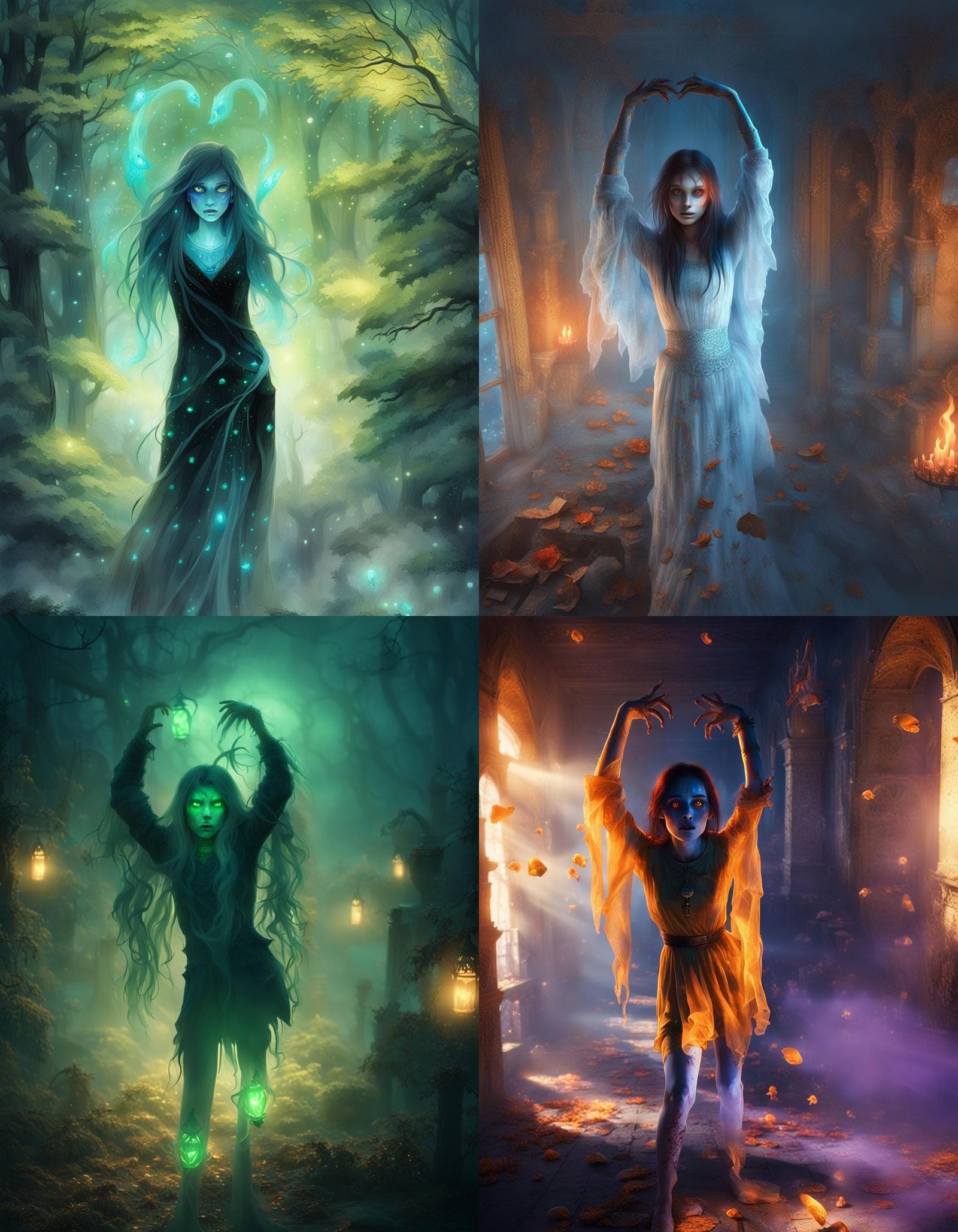 Scary Girl Ghost in Detailed Matte Painting