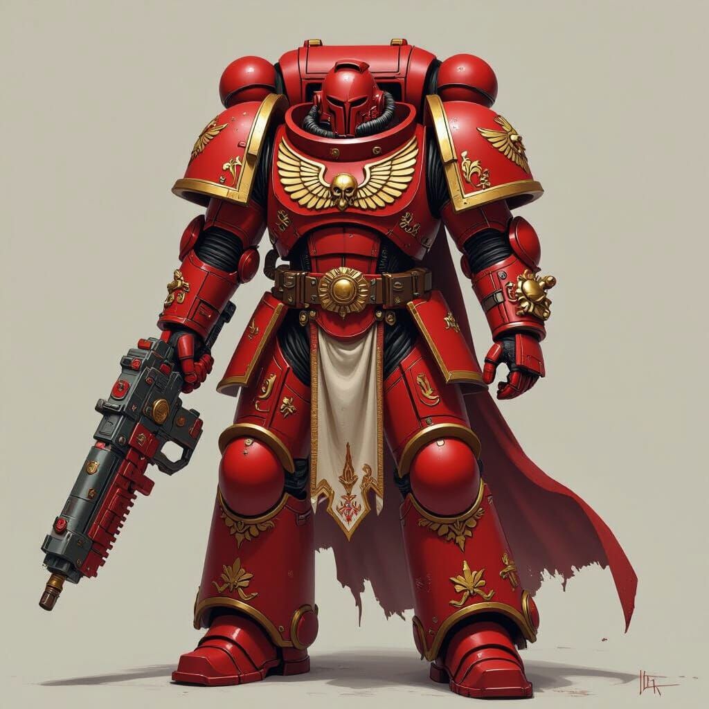 Blood Angels Space Marine in Ornate Crimson Armor