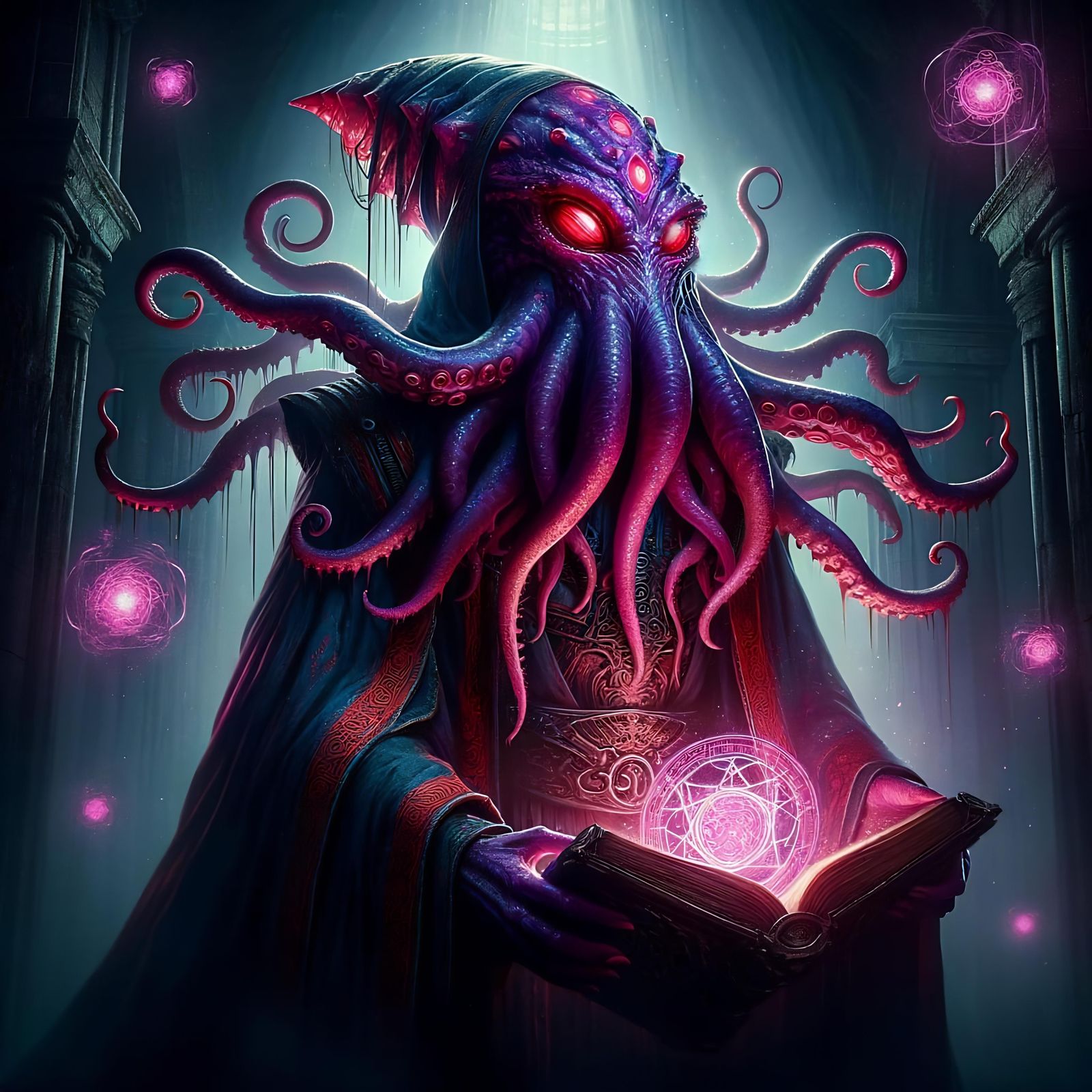 Ominous Mind Flayer in Dark Fantasy Style