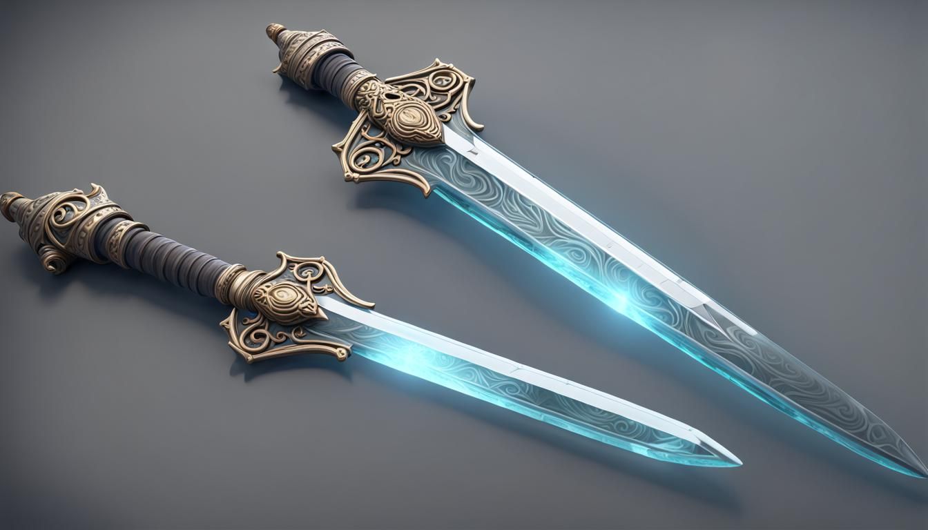 Ornate Glass Sword with Runes and Engravings