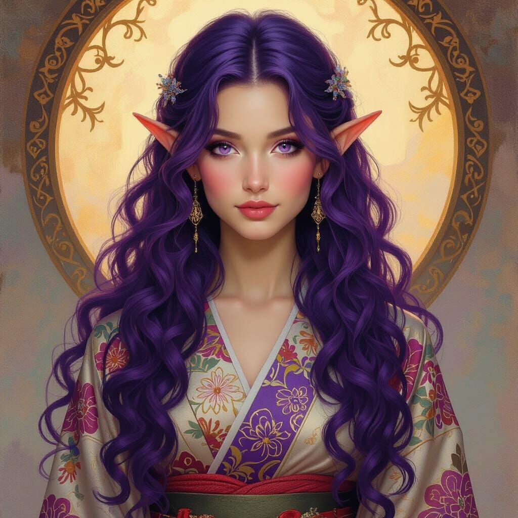 Elven Woman Portrait in Oil Painting Style
