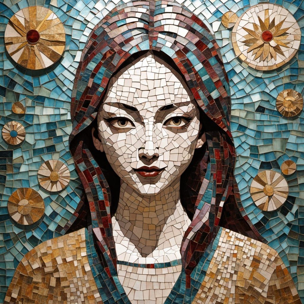 Entwined Portrait in Prismatic Mosaic Style