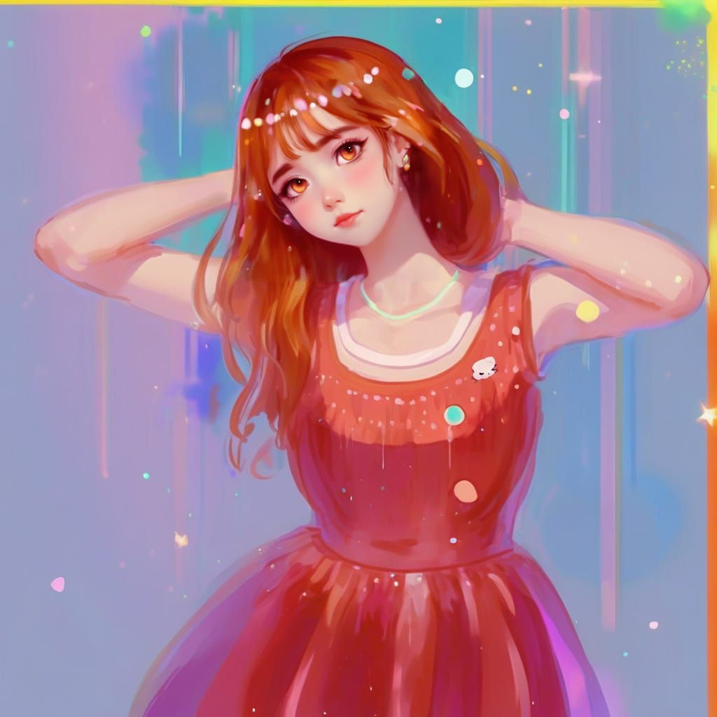 Girl in Petticoats Dress with Wet Doe Eyes