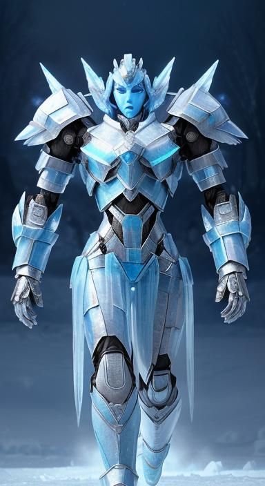 Ethereal Ice Golem Girl in Mecha Suit