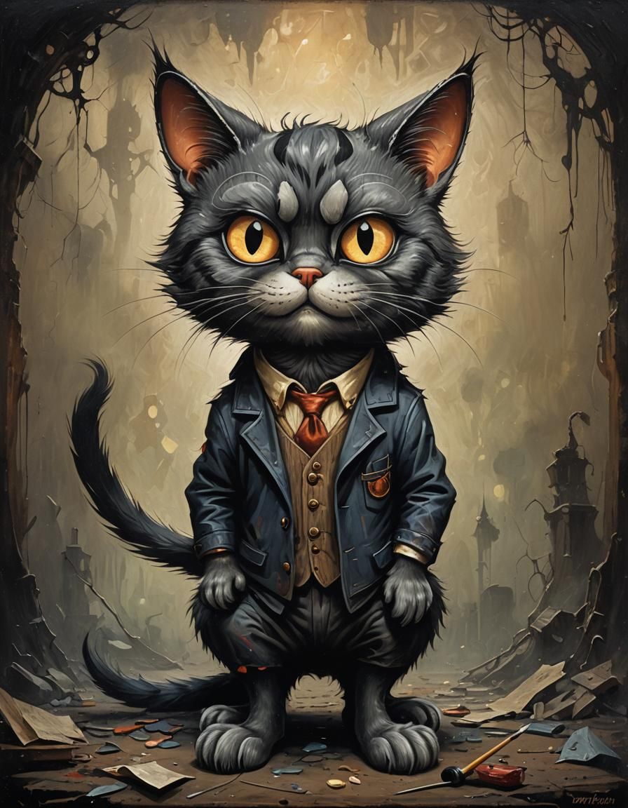 Eerie Looney Tunes Cat in Vintage Style