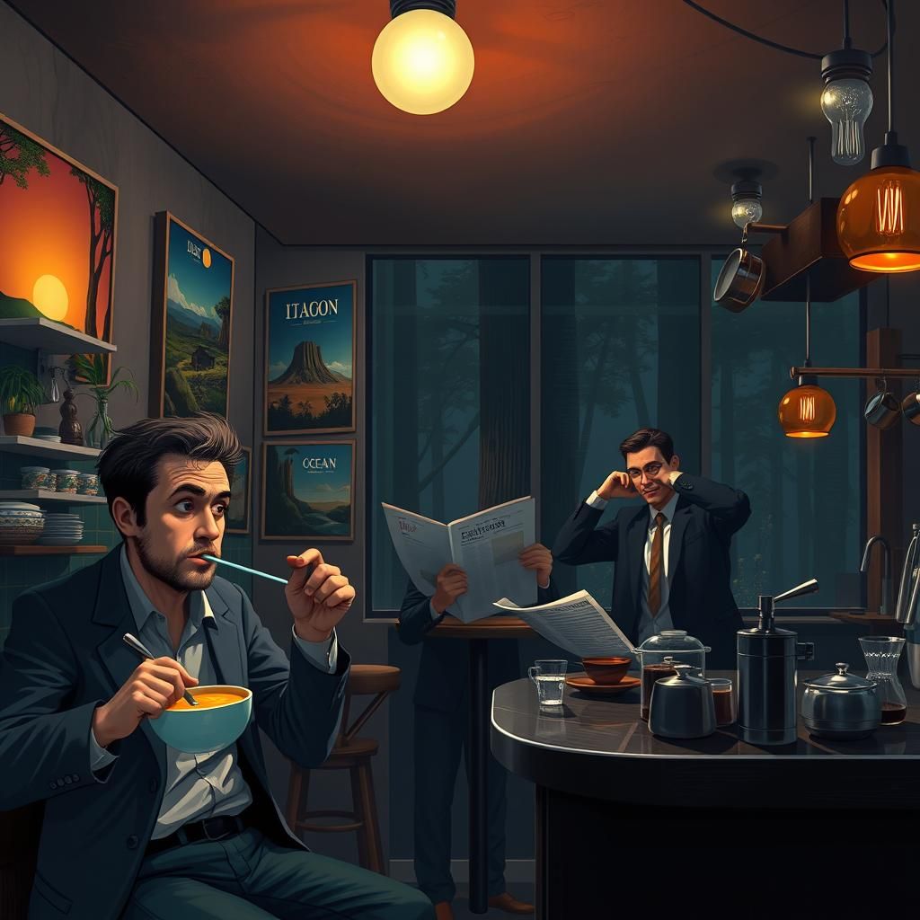 Night Cafe Scene with Usual Characters