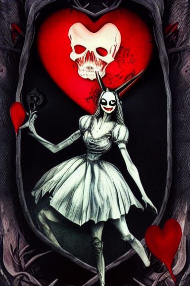Alice in Wonderland with Bloody Heart: Horror Art