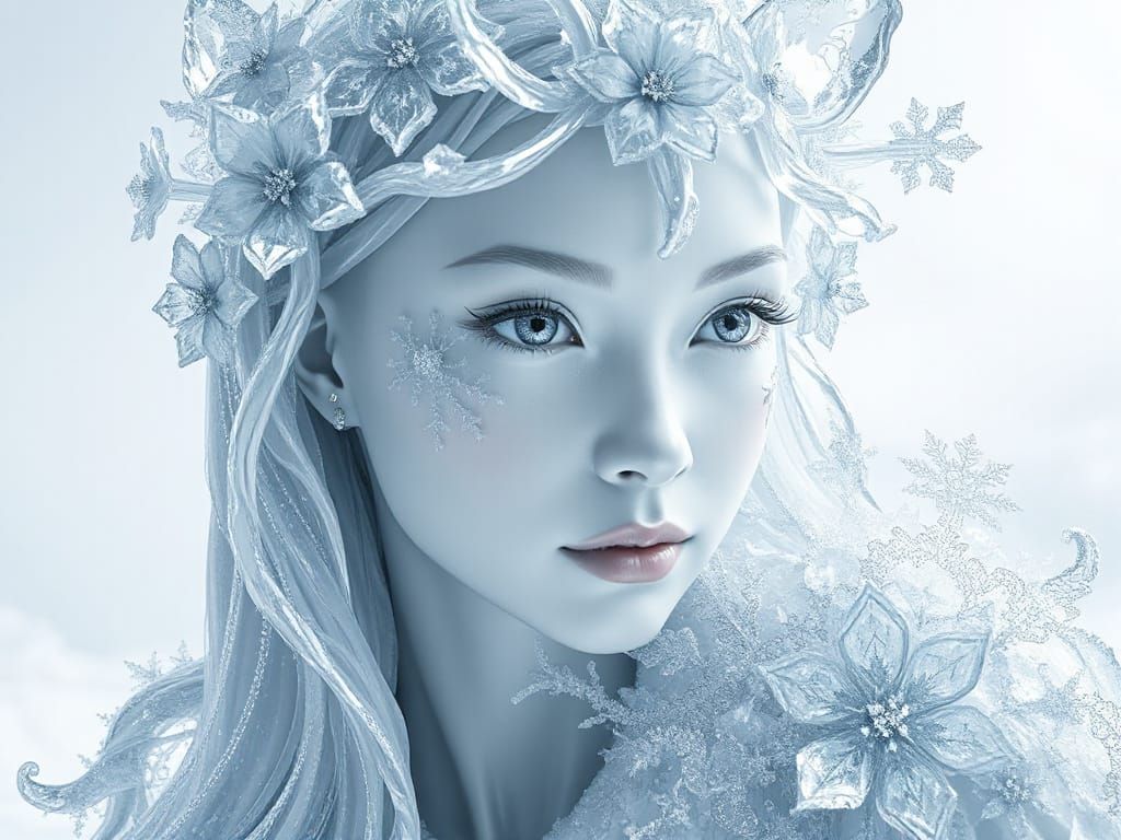 Ice Queen Portrait in Surreal Digital Art Style