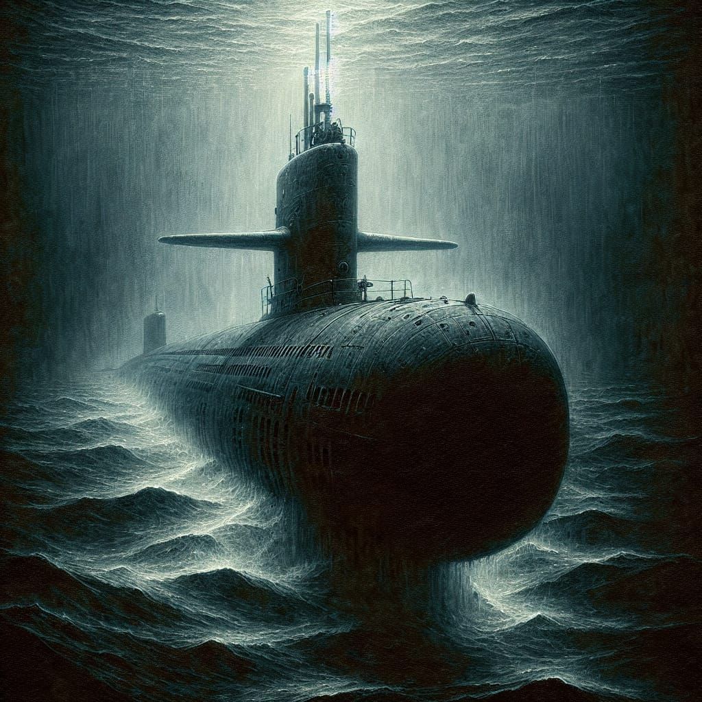U-47 Submarine in World War II as Oil Painting