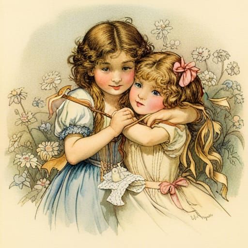 Charming Children's Illustration in Golden Age Style