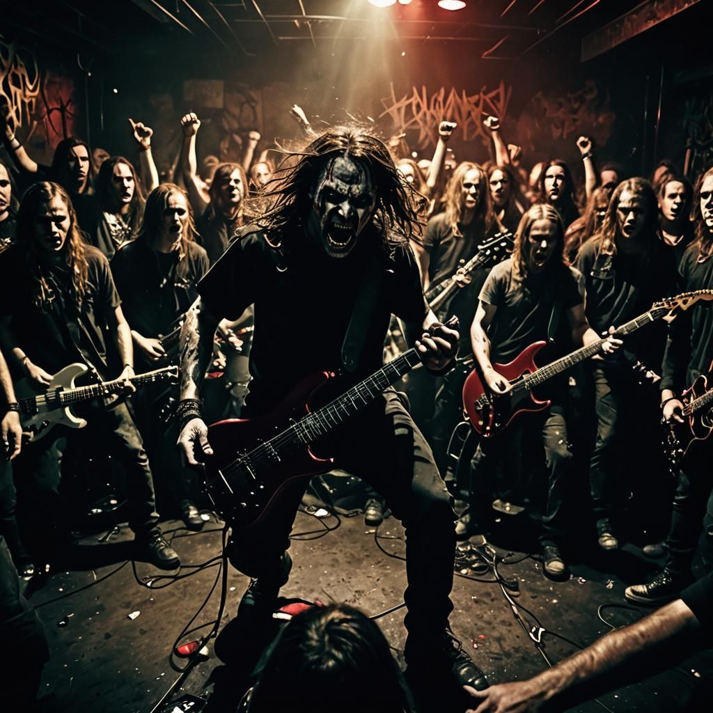 Intense Death Metal Band Performing Live