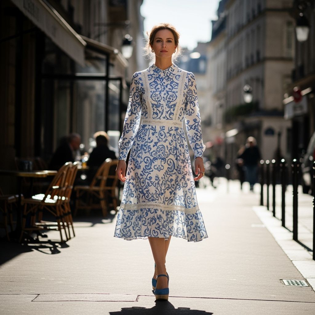 Elegant Woman in Parisian Street, Lagerfeld for Chloé Style