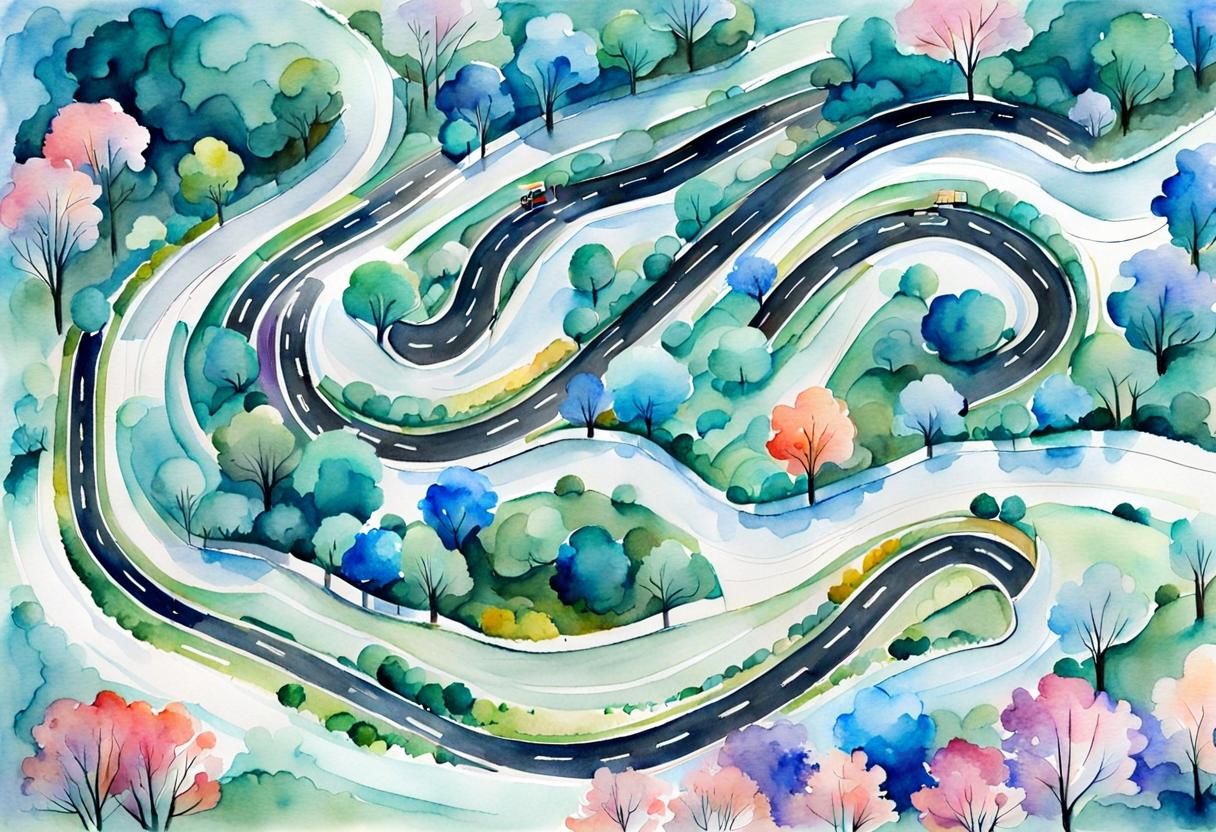 Winding Spring Road: Watercolor Masterpiece