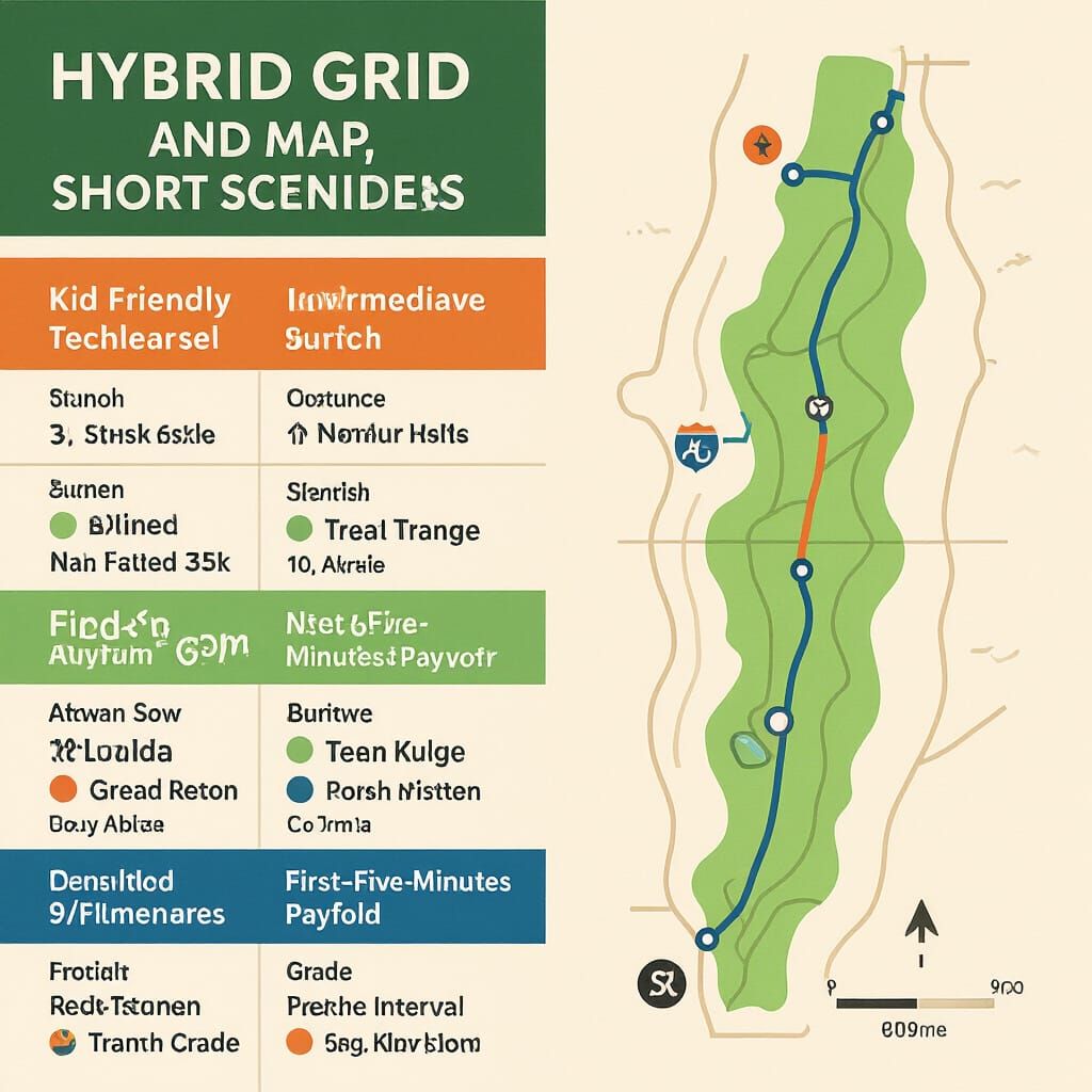 Hybrid Trail Map Infographic with Color-Coded Routes