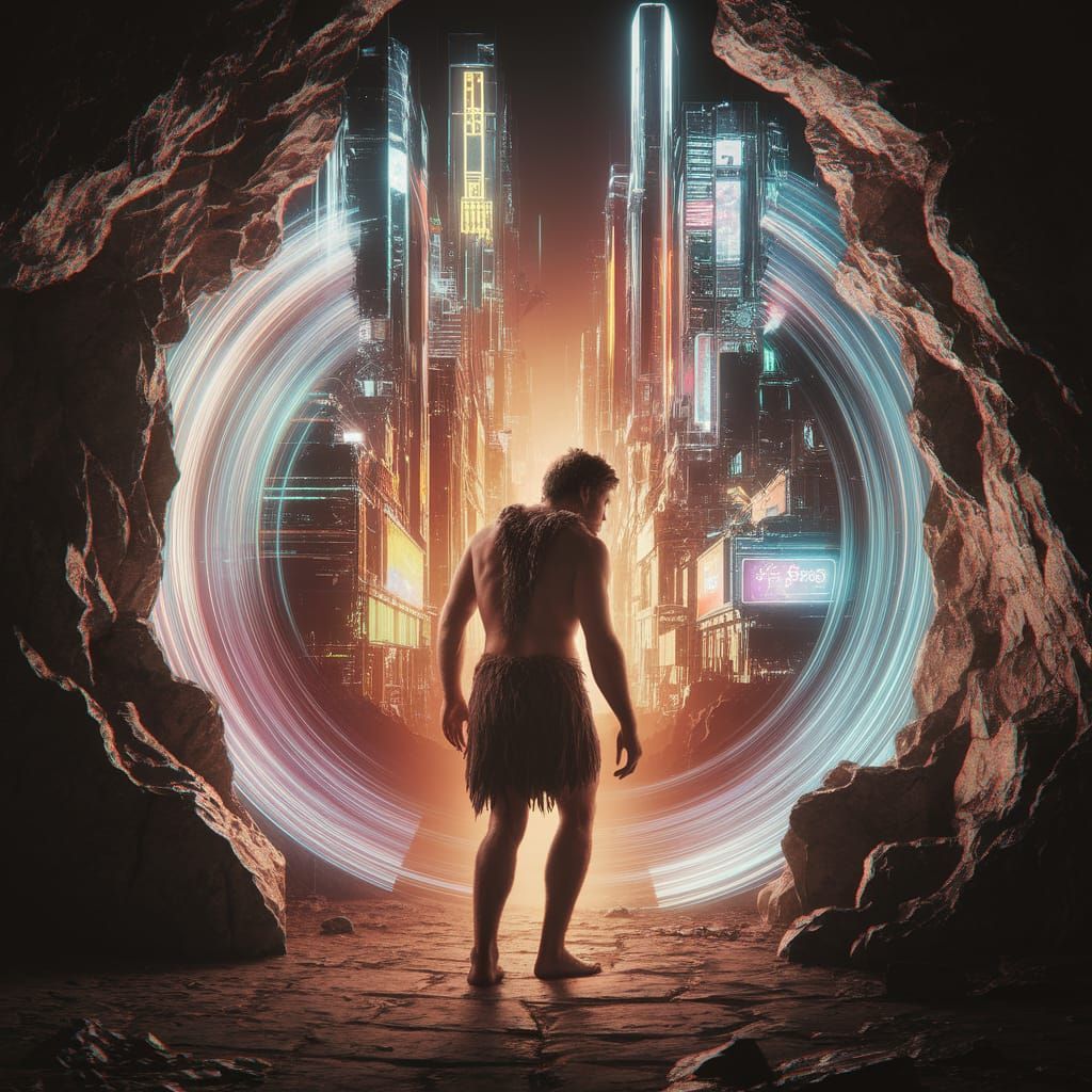 Caveman's Leap: Prehistoric Meets Dystopian Future