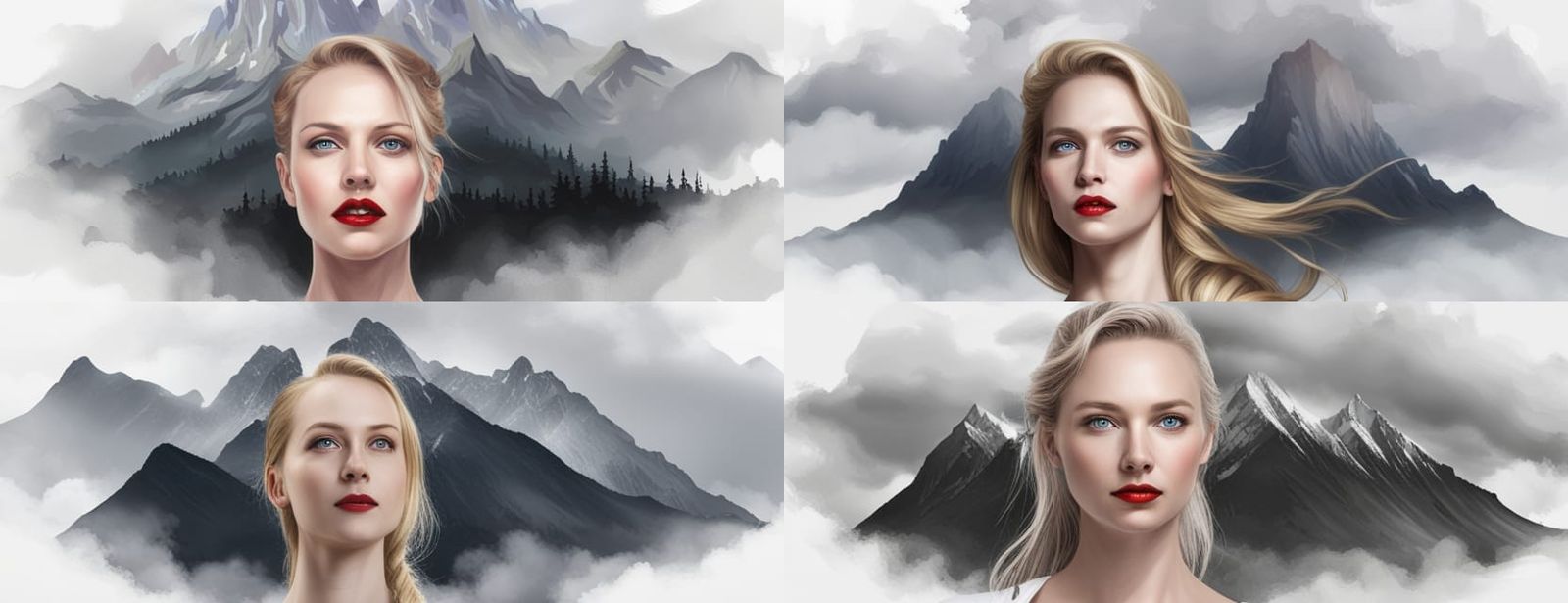 Blonde Woman Portrait with Mountain Backdrop