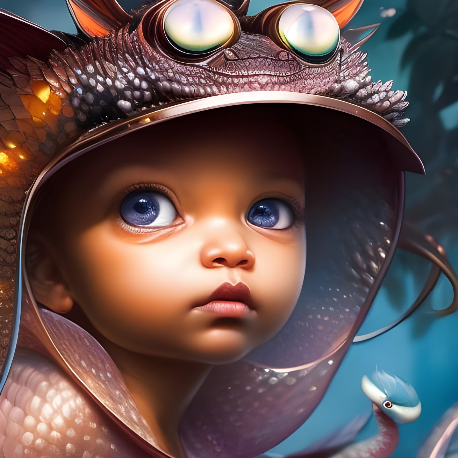 Adorable Baby Snake Portrait in Chibi Style