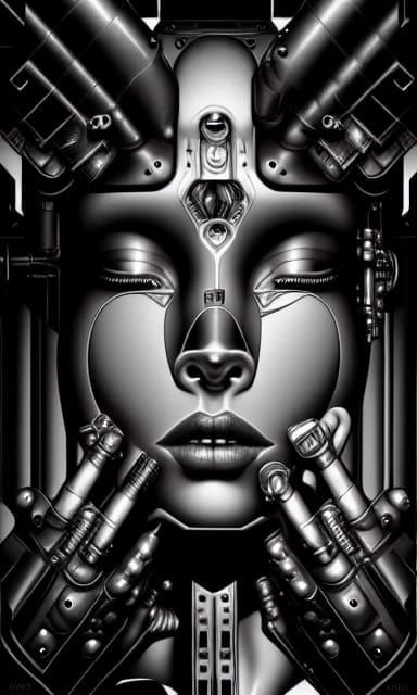 Cyborg Woman: Detailed Noir Photography