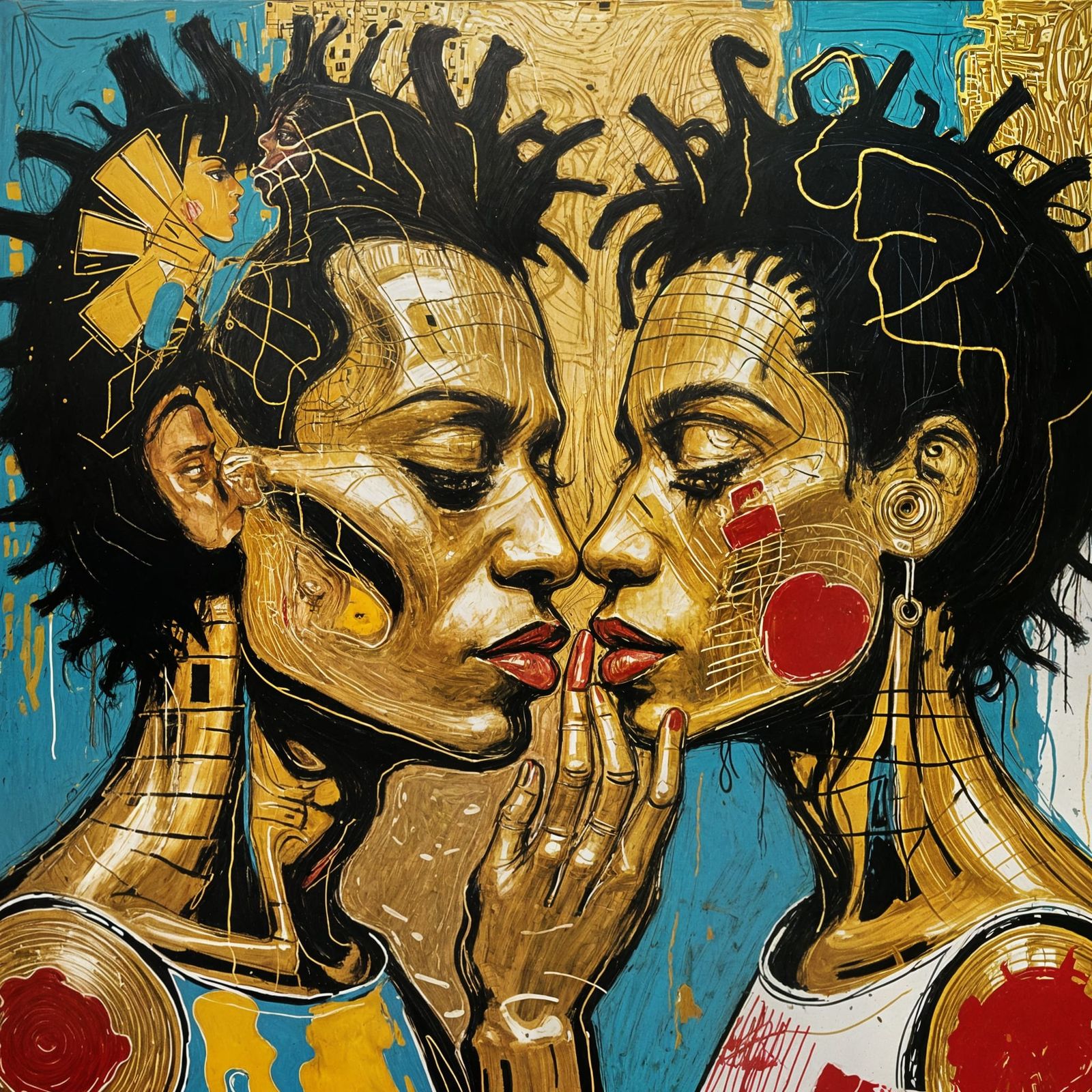 Basquiat's Neo-Expressionist Take on Klimt's The Kiss