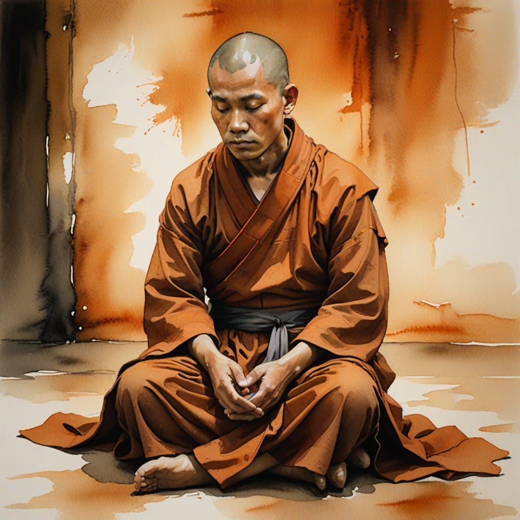 Soothing Monk in Earthy Hues