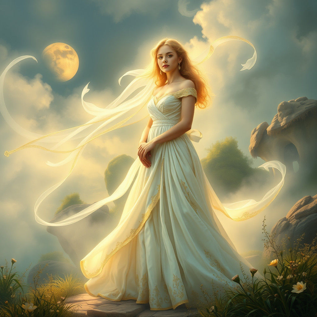 Ethereal Roman Princess in Fantasy Landscape