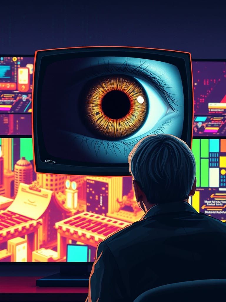 A Person Under Surveillance by the All-Seeing Eye of Power