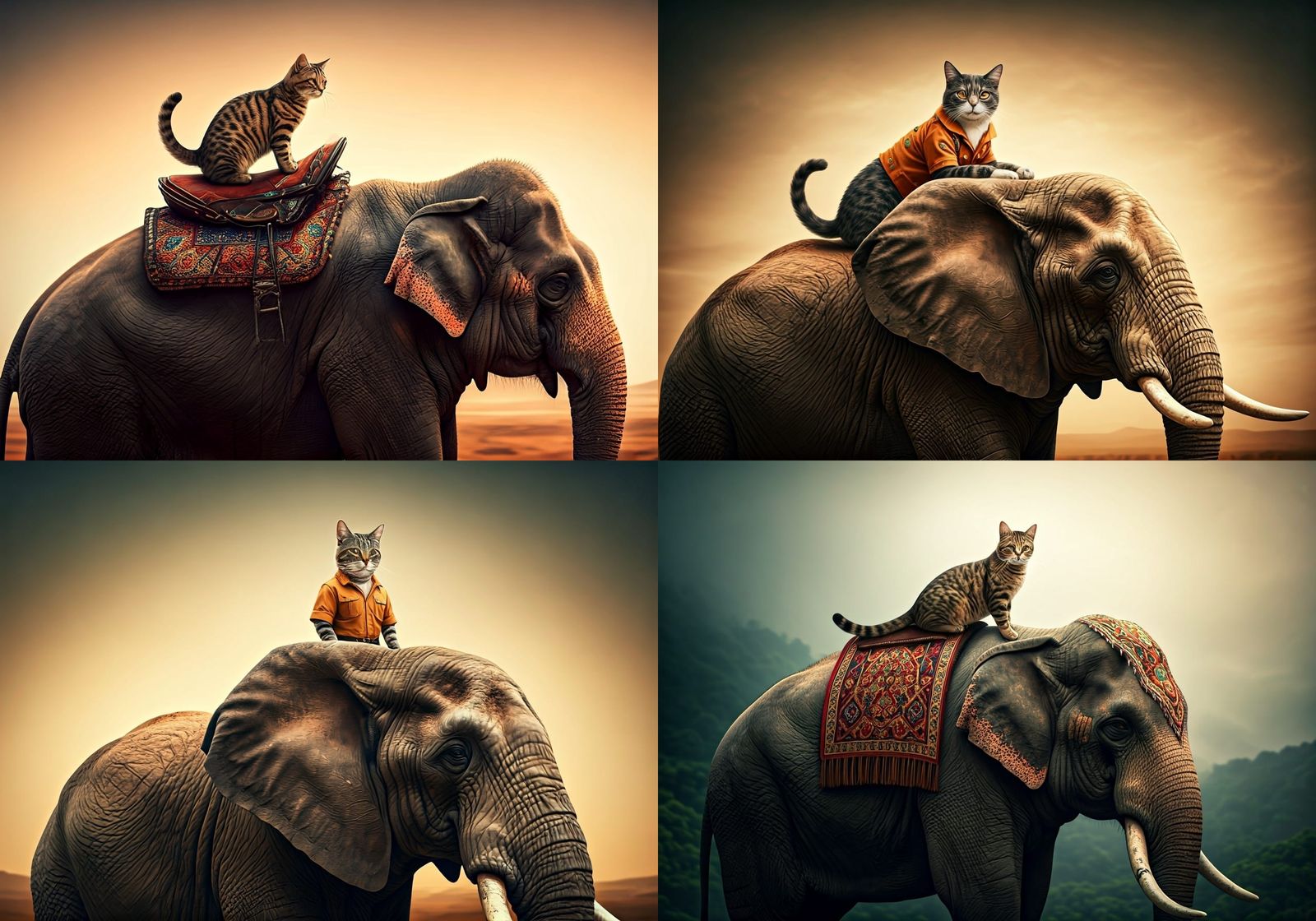 Cinematic Cat Riding an Elephant Film Still