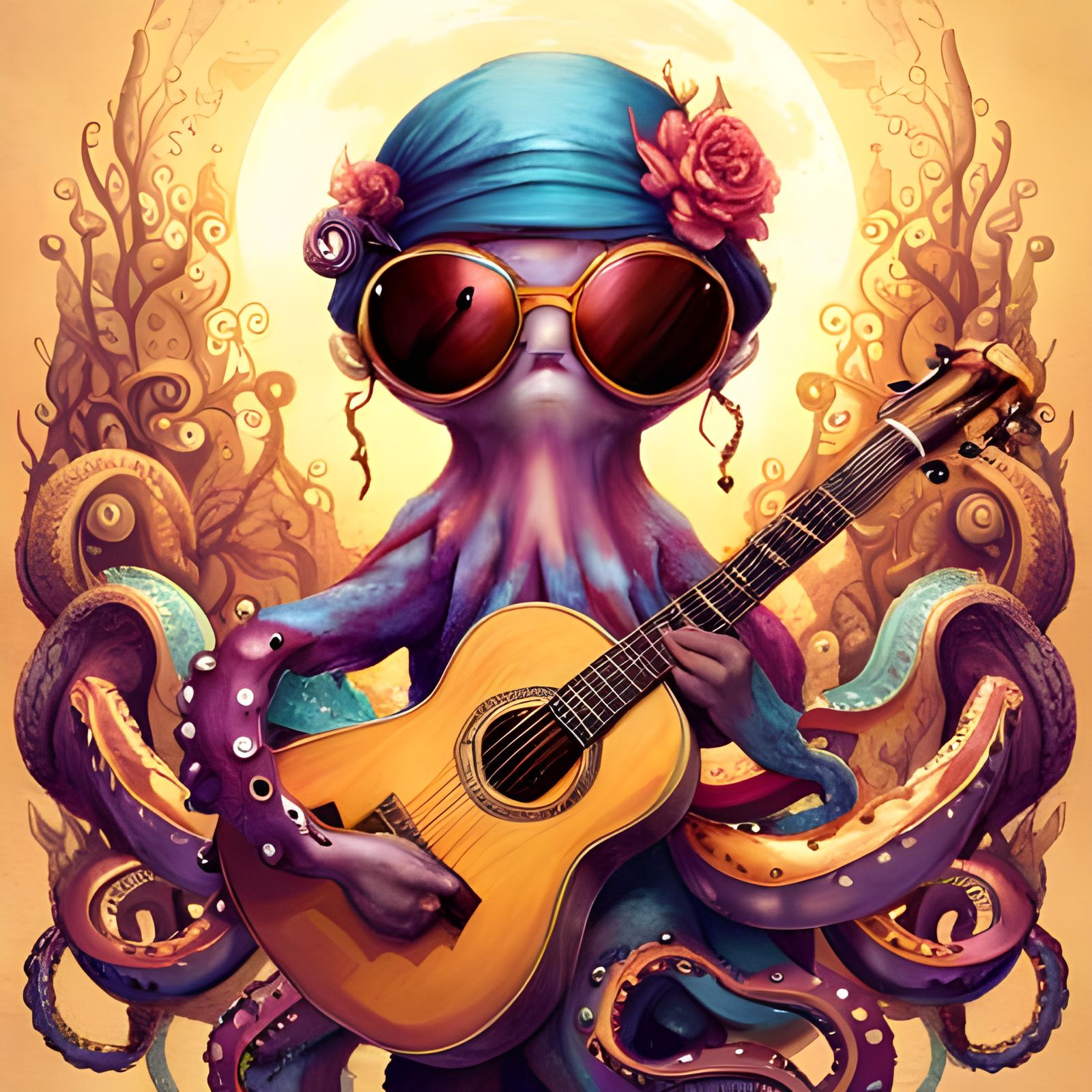 Octopus Rockstar in Jungle Style