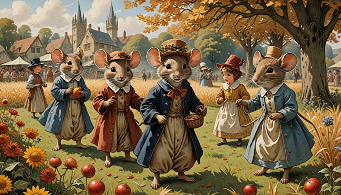 Whimsical Harvest Festival in a Golden Wheat Field