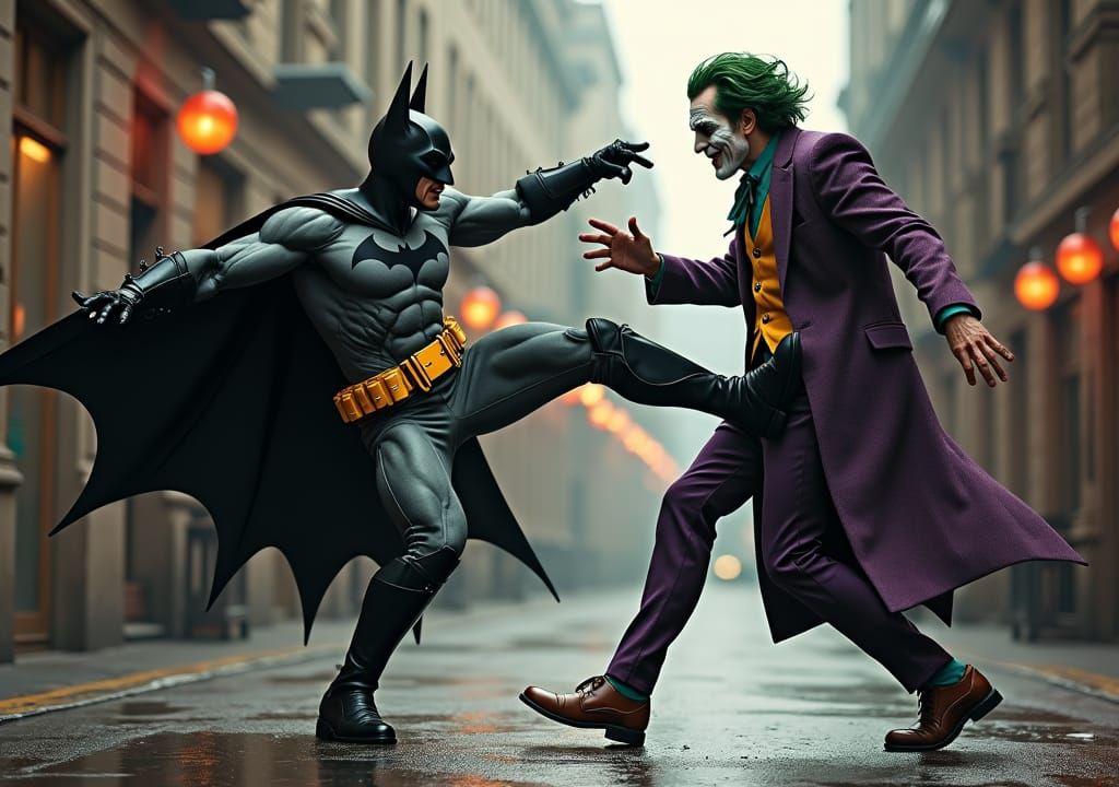 Batman's Hyperrealistic Kick Against Joker Parody