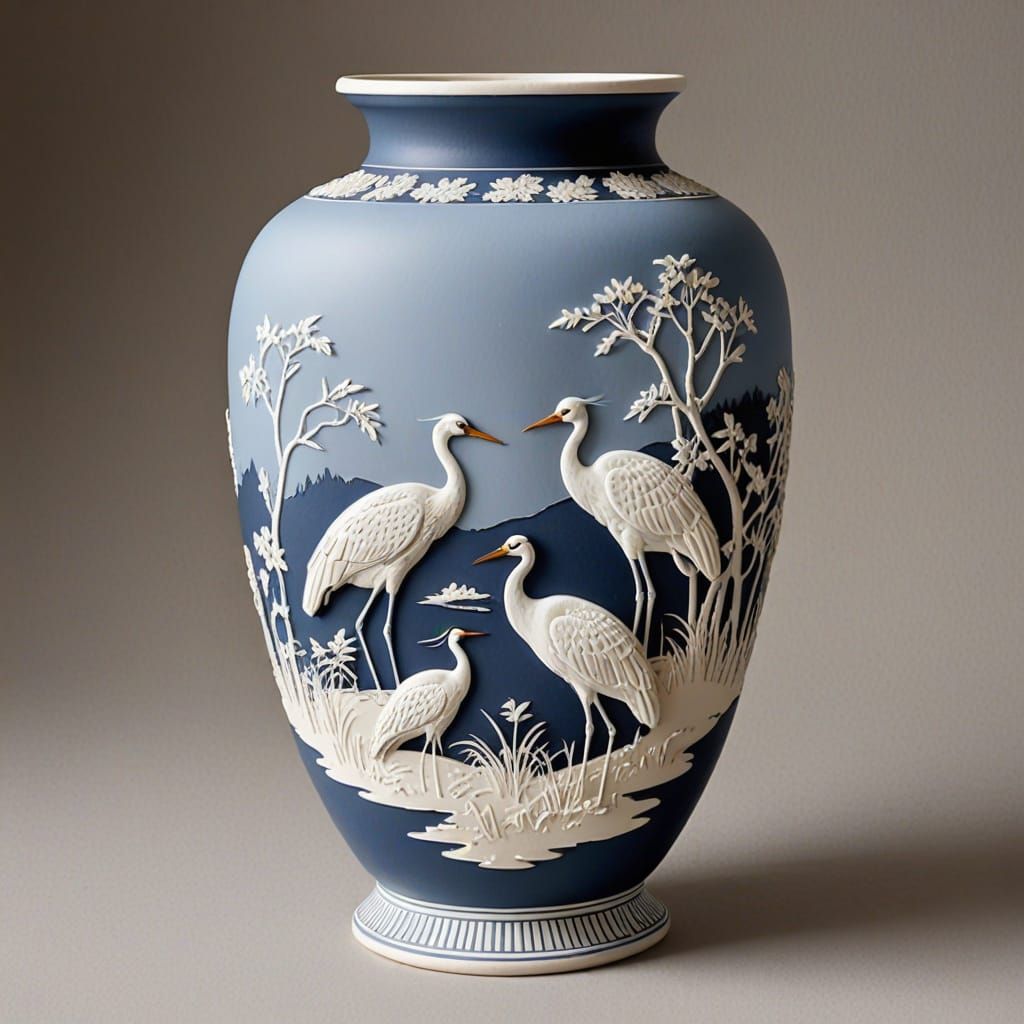 Sand Hill Cranes in Wedgewood Jasperware