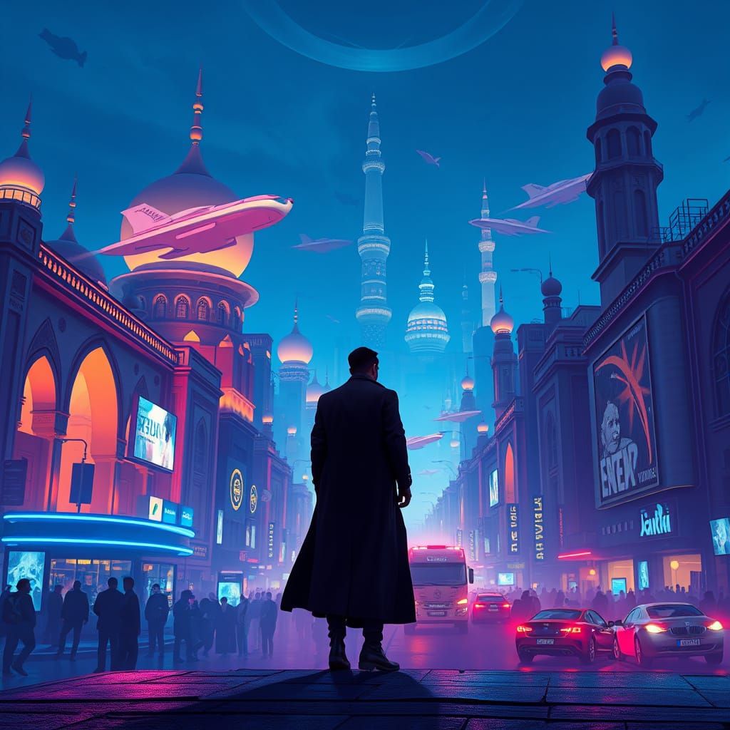 Futuristic Tehran Skyline with Persian Architecture