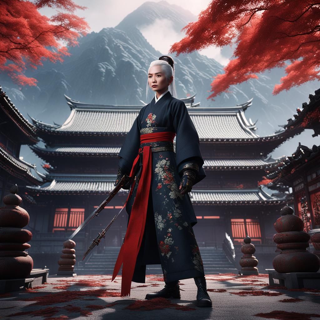 Brigitte Lin as Japanese Assassin: Detailed Digital Painting