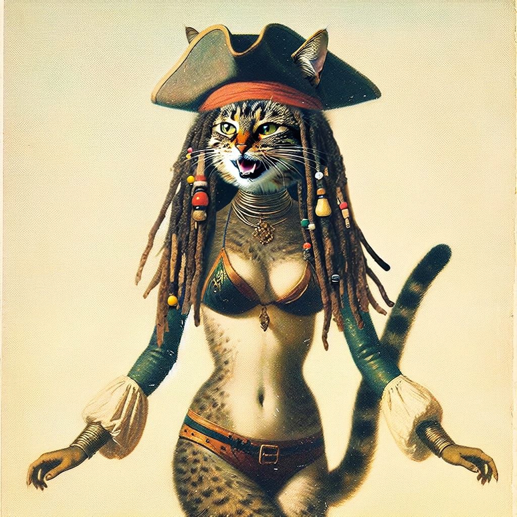 Happy Pirate Rasta cat
