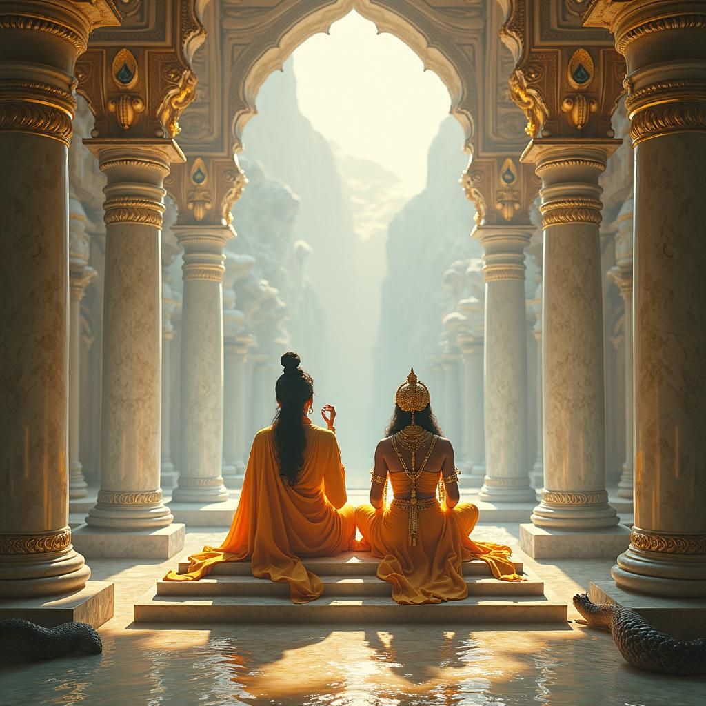 Varuna and Varuni Devi in Divine Assembly Hall