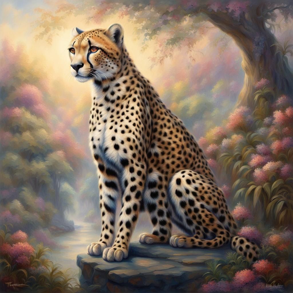 Fantasy Cheetah Panther Portrait in Ethereal Style