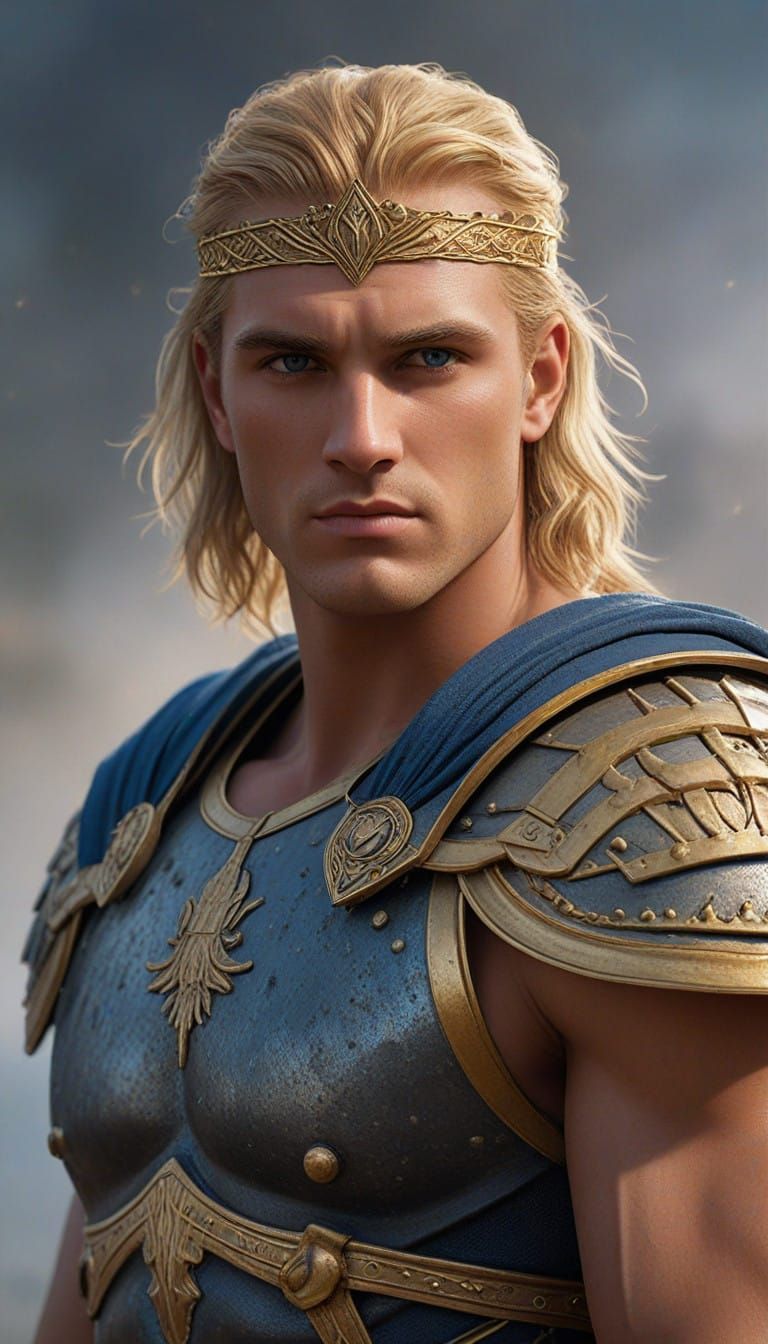 Chiseled Hero in Ancient Greek Armor