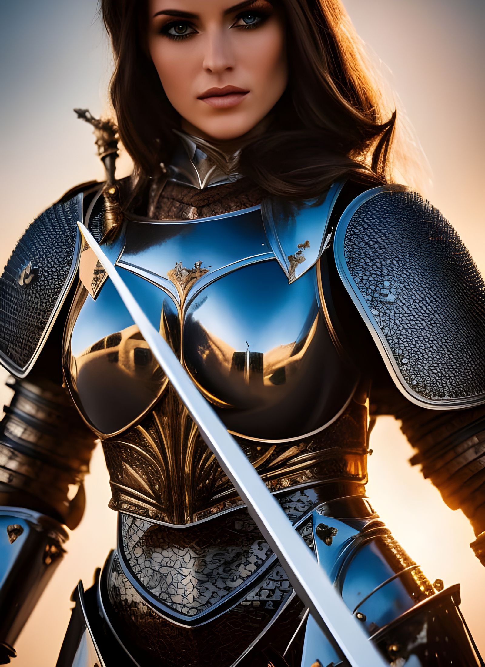 Medieval Fantasy Knight in Metal Bikini Armor