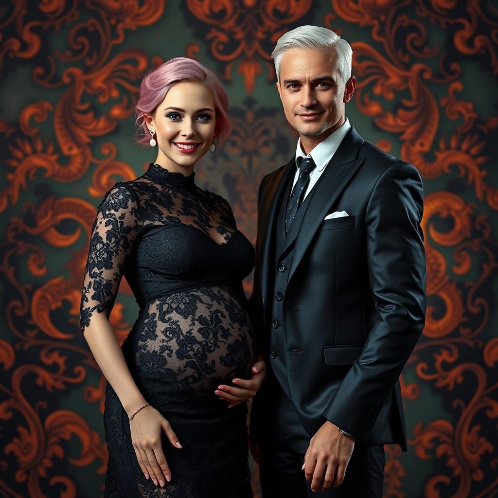 Stunning Gothic Couple Portrait in Art Nouveau Style