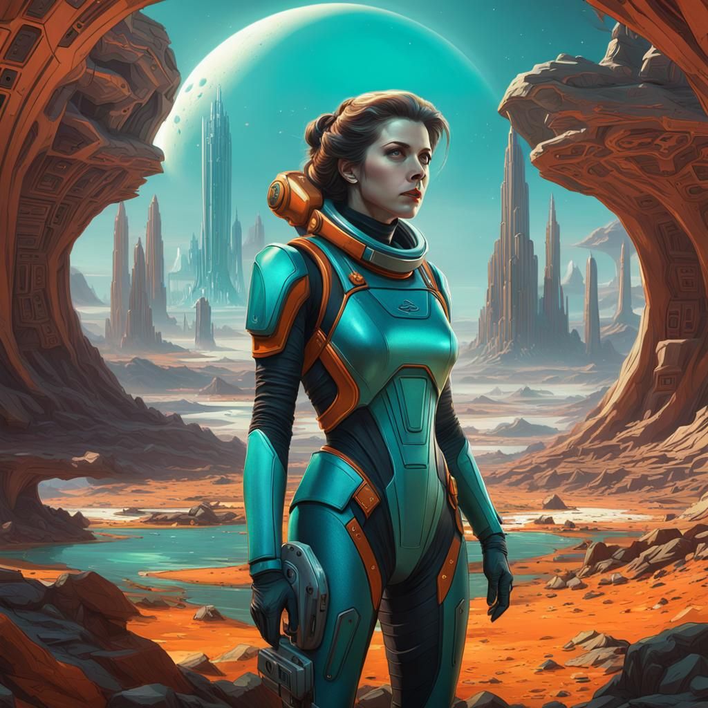 Anna Kendrick in Retro Sci-Fi Art